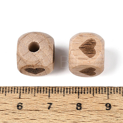 Engraved Beech Wood Beads WOOD-N022-06B-1