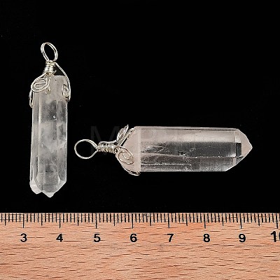 Natural Quartz Crystal Big Pointed Pendants G-P253-01P-1