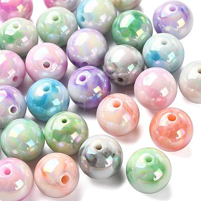 30Pcs Gradient Color Opaque Resin Beads RESI-CJ0003-09-1
