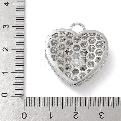 Rack Plating Brass Micro Pave Clear Cubic Zirconia with ABS Plastic Pearl Pendants KK-G515-55P-1