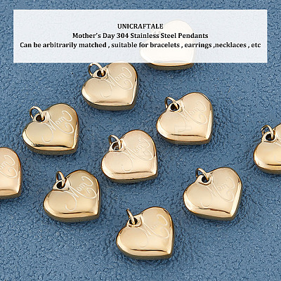 Unicraftale Mother's Day Ion Plating(IP) 304 Stainless Steel Charms STAS-UN0039-85-1