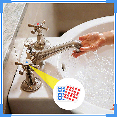 48Pcs 2 Colors PVC Hot & Cold Water Marking for Faucet FIND-NB0007-36-1