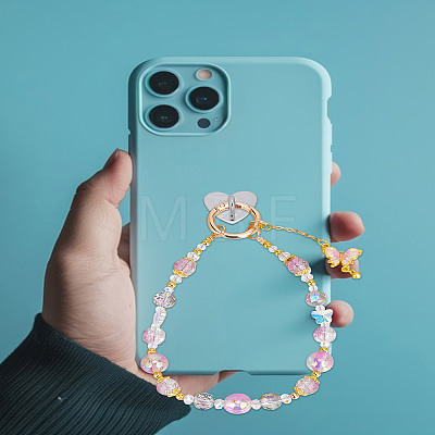 1Pc Glass & Acrylic Beaded Mobile Phone Straps AJEW-LP0004-37-1