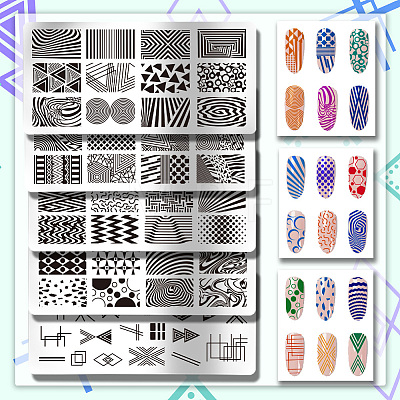 Stainless Steel DIY Nail Art Templates MRMJ-WH0098-002-1