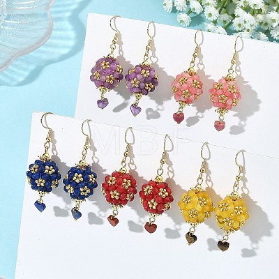 Glass & Dyed Natural Malaysia Jade & Natural Red Jasper/Amethyst/Tiger Eye/Lapis Lazuli/Rhodonite Dangle Earrings EJEW-MZ00814-1