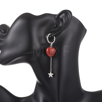4 Pairs Valentine's Day Heart 304 Stainless Steel Hoop Earrings EJEW-TA00799-1