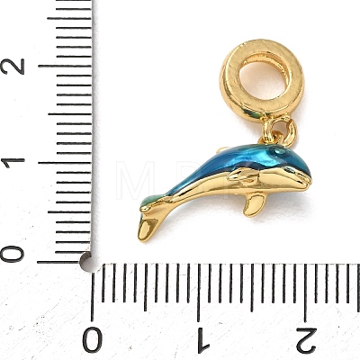 Ocean Brass Enamel European Dangle Charms KK-E803-04G-1
