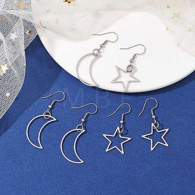 3 Pairs 3 Style Alloy Dangle Earrings Set EJEW-JE05552-1