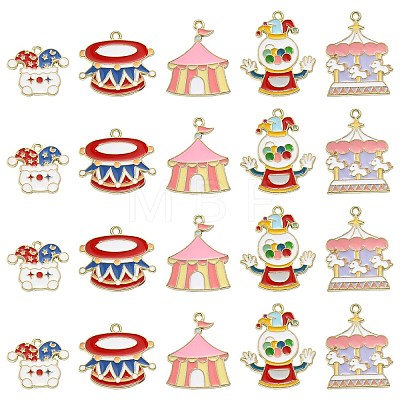 30Pcs 5 Styles Circus Theme Alloy Enamel Pendants ENAM-CJ0004-78-1