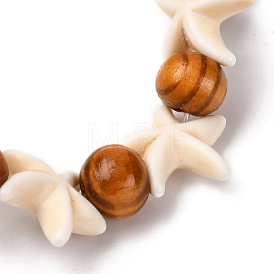 Beach Starfish Dyed Synthetic Turquoise Stretch Bracelets BJEW-JB10289-02-1