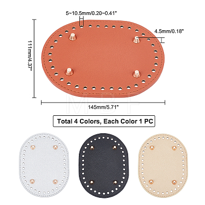   4Pcs 4 Colors Oval PU Leather Purse Bottom FIND-PH0003-26A-1