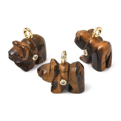 Natural Tiger Eye Carved Pendants G-H357-02G-11-1