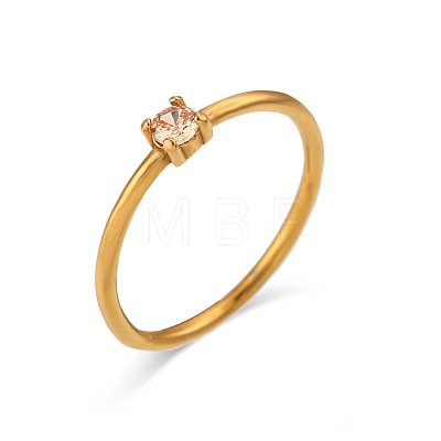Flat Round 304 Stainless Steel Micro Pave Cubic Zirconia Finger Rings FS-WG2DA17-51-1