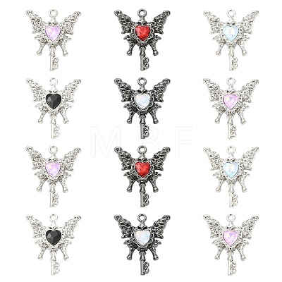 12Pcs 6 Colors Alloy Micro Pave Cubic Zirconia Pendants FIND-CJ0005-86-1