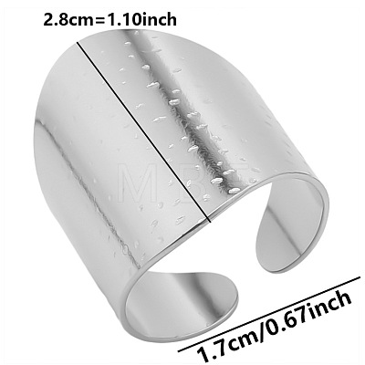 Minimalist 304 Stainless Steel Wide Band Cuff Open Rings for Women FL5775-1-1
