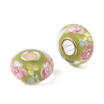 Lampwork & Brass Core European Beads LAMP-P019-01P-12-1