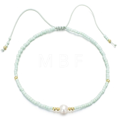 Glass Imitation Pearl & Seed Braided Bead Bracelets WO2637-08-1