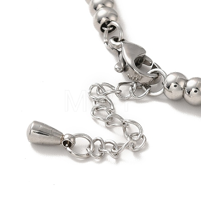 304 Stainless Steel Infinity Charm Bracelet with 201 Stainless Steel Round Beads for Women BJEW-B057-07P-1