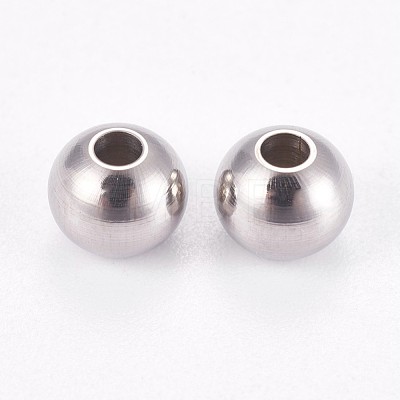 304 Stainless Steel Smooth Round Beads STAS-M006-01A-1