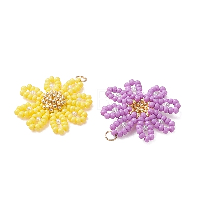 Glass Seed Beaded Pendants PALLOY-MZ01359-1