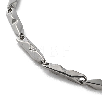 201 Stainless Steel Grooved Bar Link Chain Necklaces for Men Women NJEW-G112-01P-1
