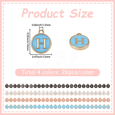 4Bags 4 Colors Initial Letter A~Z Alphabet Enamel Charms ENAM-BM0001-41-1