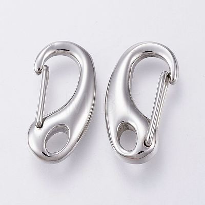 304 Stainless Steel Push Gate Snap Keychain Clasp Findings X-STAS-G039-04P-1