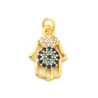 Real 18K Gold Plated Rack Plating Brass Micro Pave Cubic Zirconia Pendants Charms KK-S396-01J-1