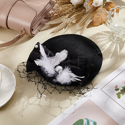 Linen Cloth Mini Hat Fascinator Base AJEW-WH0472-53B-1