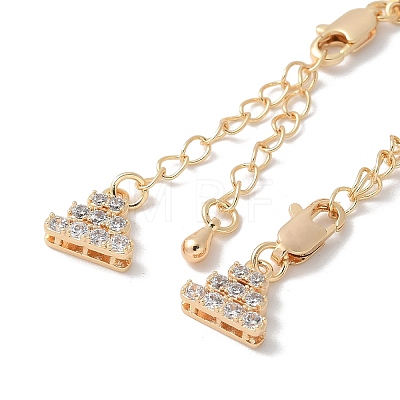 Brass Micro Pave Cubic Zirconia Chain Extender with Glass KK-U052-20G-1