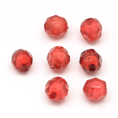 Faceted Round Transparent Acrylic Beads TACR-Q010-8mm-M-1