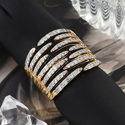 Brass Micro Pave Clear Cubic Zirconia Finger Rings for Women RJEW-R011-11G-01-1