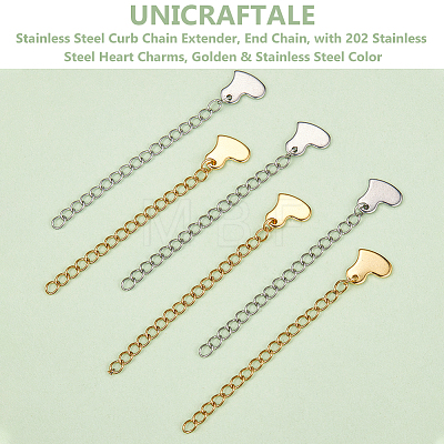 Unicraftale 32Pcs 2 Colors 304 Stainless Steel Curb Chain Extender STAS-UN0052-19-1