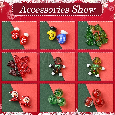 Christmas Theme Handmade Lampwork with Transparent Glass Bead Set DIY-FS0006-97-1