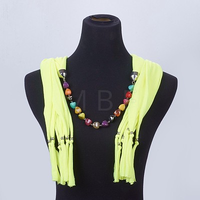Simple Design Women's Beaded Cloth Scarf Necklaces NJEW-K111-02B-1