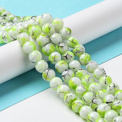 Drawbench & Baking Painted Glass Beads Strands GLAA-S176-12-1