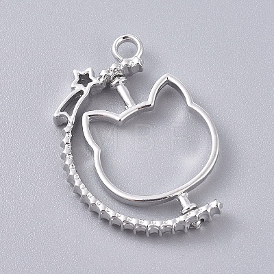 Alloy Open Back Bezel Pendants X-PALLOY-WH0067-90P-1