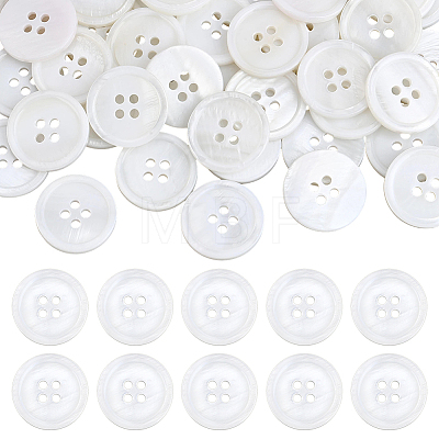 40Pcs 4-Hole Shell Buttons BUTT-ME0001-23-1