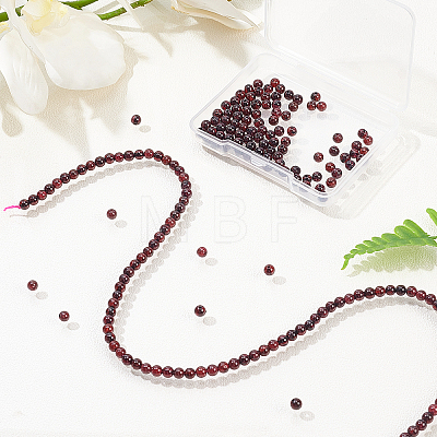 Olycraft Natural Garnet Beads Strands G-OC0001-25-4mm-1