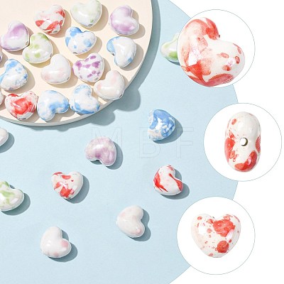 26Pcs 5 Colors Glazed Porcelain Beads PORC-FS0001-33-1