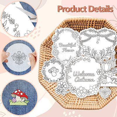 4 Sheets 11.6x8.2 Inch Stick and Stitch Embroidery Patterns DIY-WH0455-177-1