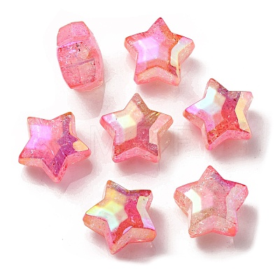 UV Plating Transparent Crackle Acrylic Beads OACR-P010-09D-1