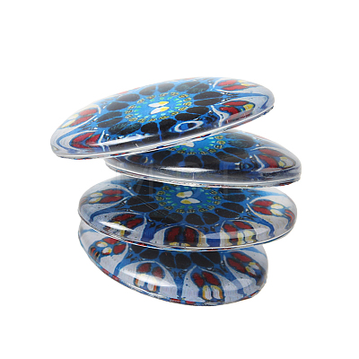 Mosaic Printed Glass Oval Cabochons GGLA-N003-13x18-G-1