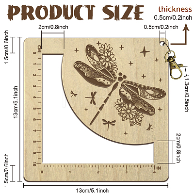 Wooden Square Frame Crochet Ruler DIY-WH0537-009-1