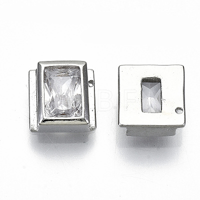 Brass Clear Cubic Zirconia Charms KK-S061-52P-NR-1