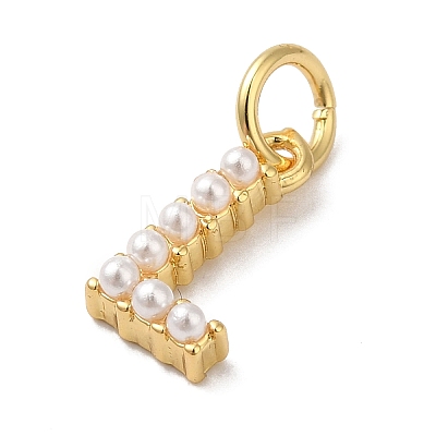 Rack Plating Brass with ABS Plastic Imitation Pearl Charms KK-B092-30L-G-1