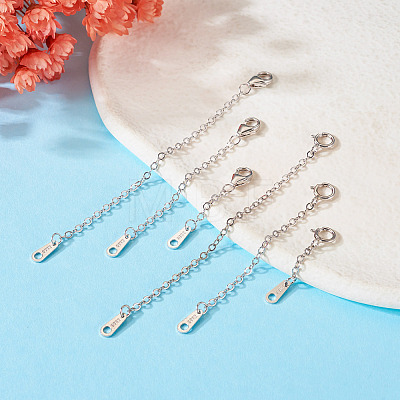 6Pcs 6 Style Sterling Silver Cable Chain Extender FIND-TA0002-40-1