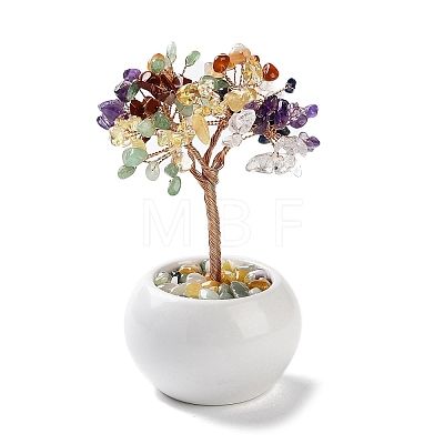 Natural Mixed Gemstone Chips Tree Decorations DJEW-M012-01E-1