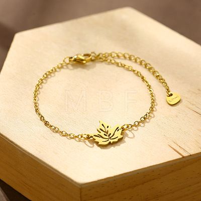 304 Stainless Steel Maple Leaf Link Bracelets WG301C3-02-1