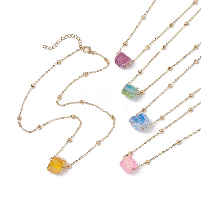 Electroplated Raw Natural Quartz Pendant Necklaces NJEW-JN04968-1